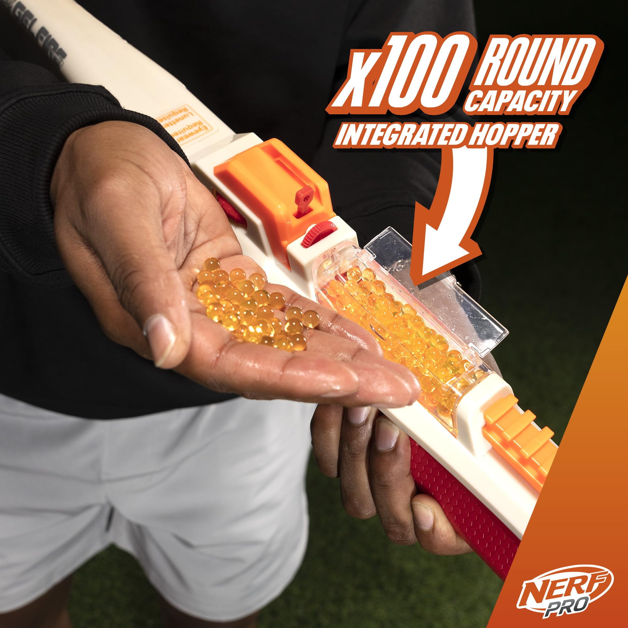 Nerf Pro Gelfire Ghost Bolt Action Blaster, Removable Boost Barrel, 5000 Gel Rounds, 100 Round Integrated Hopper, Eyewear, Ages 14 & Up
