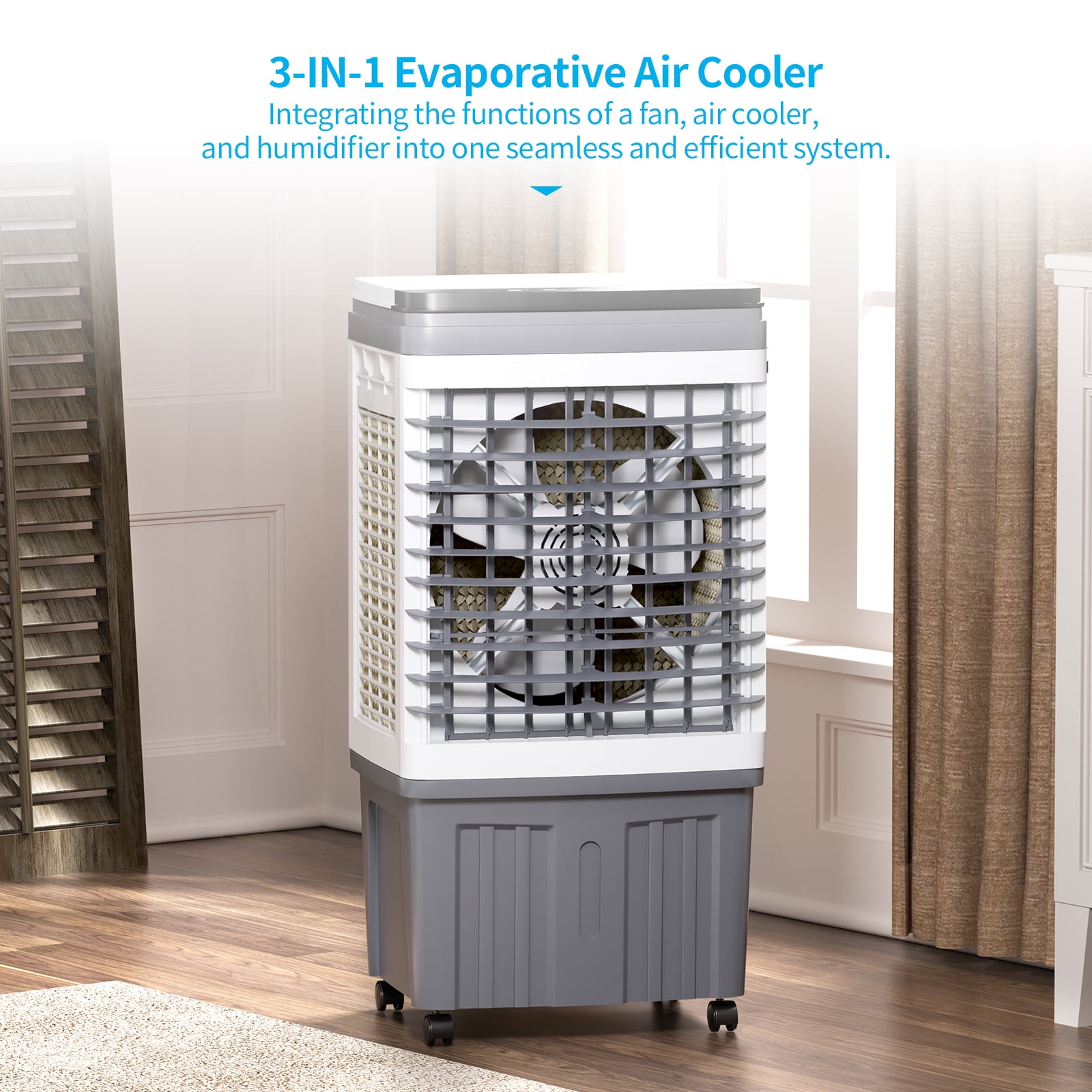 TABU 3-in-1 Portable Evaporative Air Cooler,2354 CFM 6.6 gal Swamp Cooler,7H Timer,Indoor/Outdoor,White