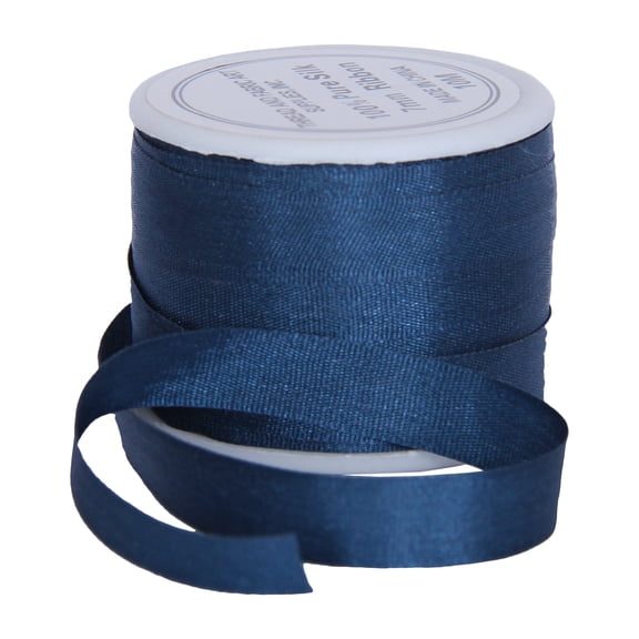 100% Pure Silk Ribbon by Threadart - 7mm Navy - No. 590 - 3 Sizes - 50 Colors Available
