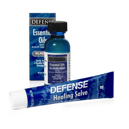 Defense Soap Skin Care Kit - Essential Oil 1 Fluid Ounce & Healing Salve 1 (Best Soap For Men's Oily Skin)