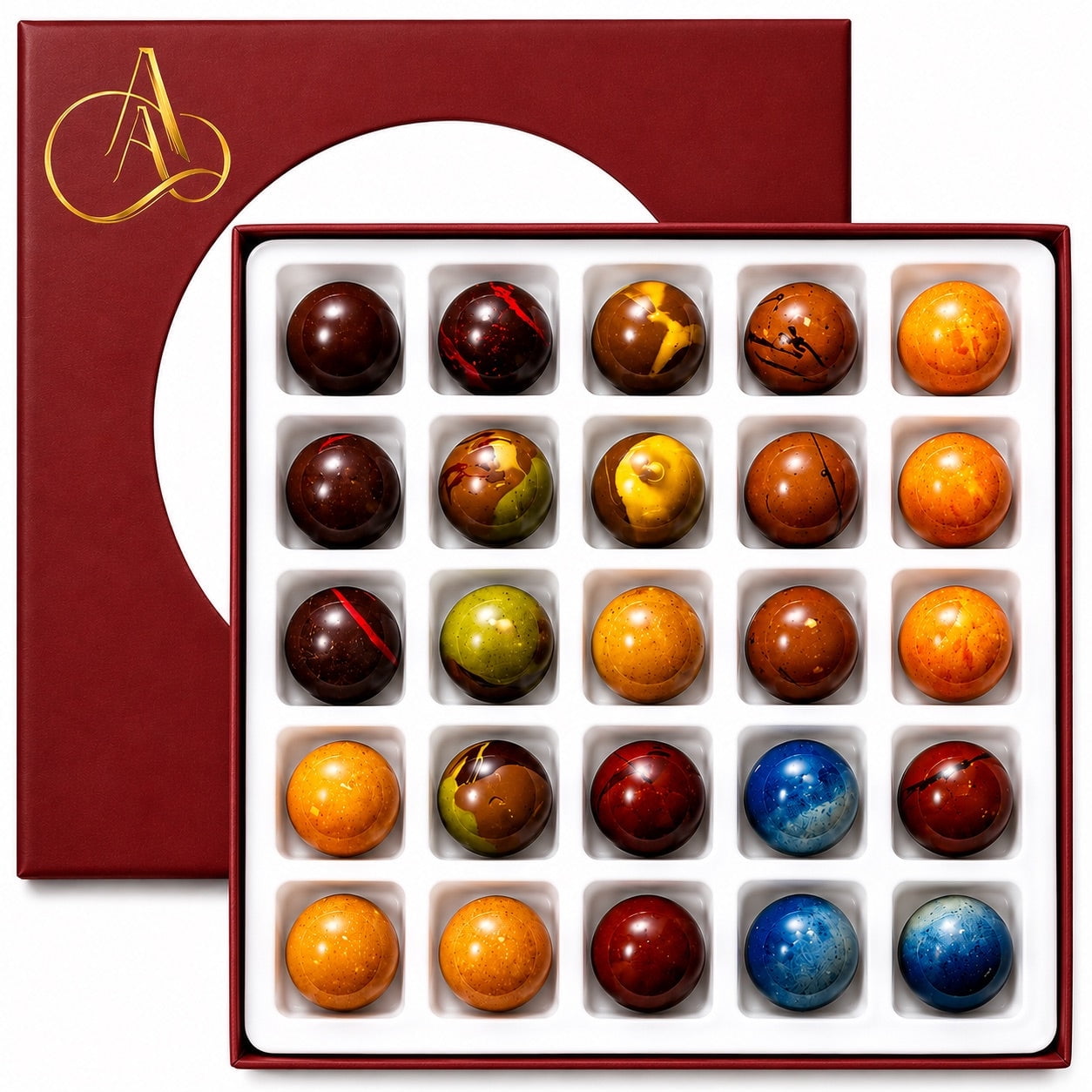 Andy Anand Sugar-Free Monet Chocolate Truffles & Pralines 25 Pieces 60% Cacao Gluten-Free Naturally Sweetened Gift Box