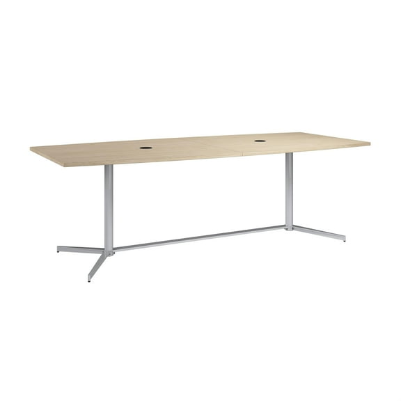 96W Office Conference Table with Metal Base in Natural Elm - Engineered Wood