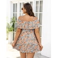 thumbnail image 5 of a.Jesdani Women Plus Size One piece Swimsuits Tummy Control Two Piece Bathing Suit Off Shoulder Ruffled Flounce Swimdress with Shorts Orange 1X, 5 of 12