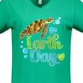 thumbnail image 4 of Inktastic Earth Day Sea Turtle and Hearts Women's V-Neck T-Shirt, 4 of 5