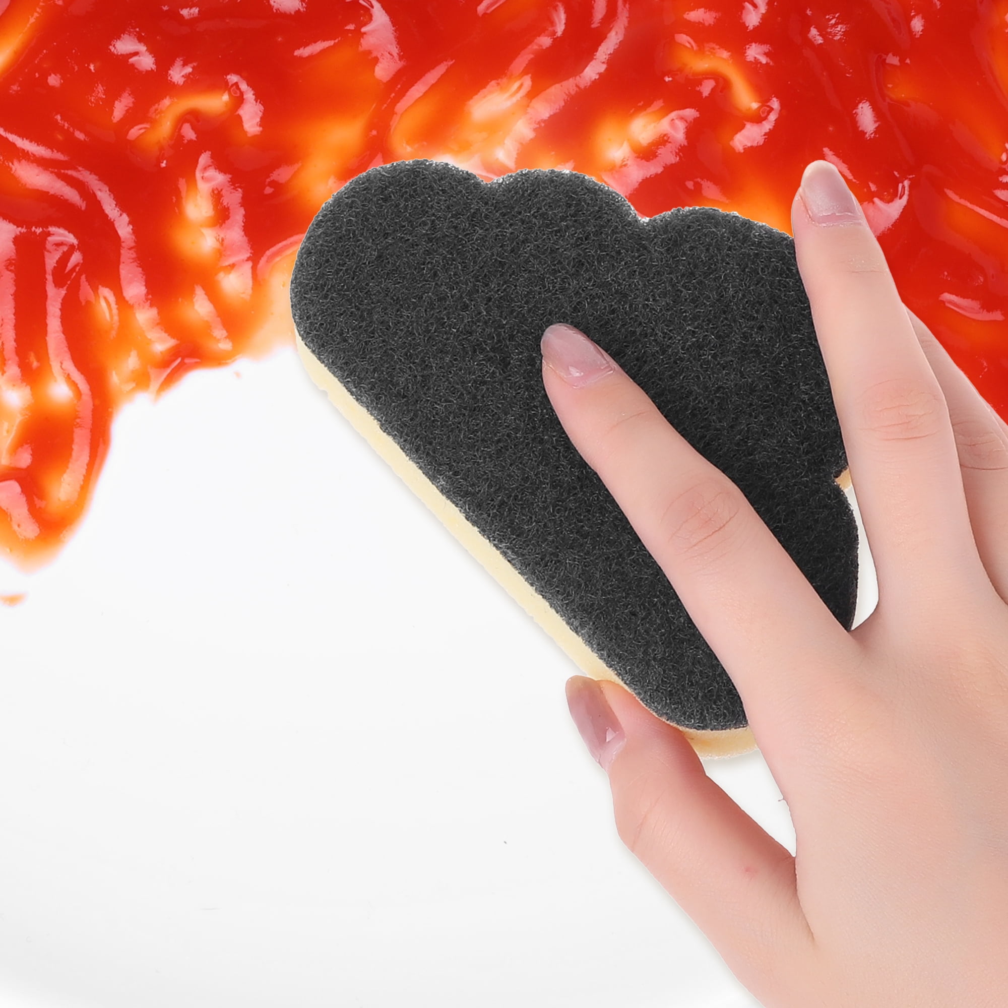 Unique Bargains 4 Pack Scrub Sponge Cloud Shape Sponges Black