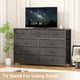 thumbnail image 1 of Cómoda ancha de 10 cajones para dormitorio – Mueble de almacenaje con estructura de acero y superficie de madera – Multifuncional para sala, pasillo y armario – Tocador o mueble para TV, 1 of 7