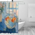 thumbnail image 2 of Yayeee Shower Curtain with Hooks 72"x72" Waterproof Fabric Bathroom Hanging Decor, Blue Goldfish, 2 of 5