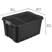 Sterilite 19 Gallon Stacker Tote, Durable Plastic Bin with Latch Lid, Black