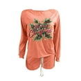 thumbnail image 3 of Womens Christmas Pjs Sets Crew Neck Sweatshirt Long Sleeve Blouses Tops Drawstring Relaxed Fit Shorts Causal Dressy Sleepwear Pjs Sets, 3 of 3