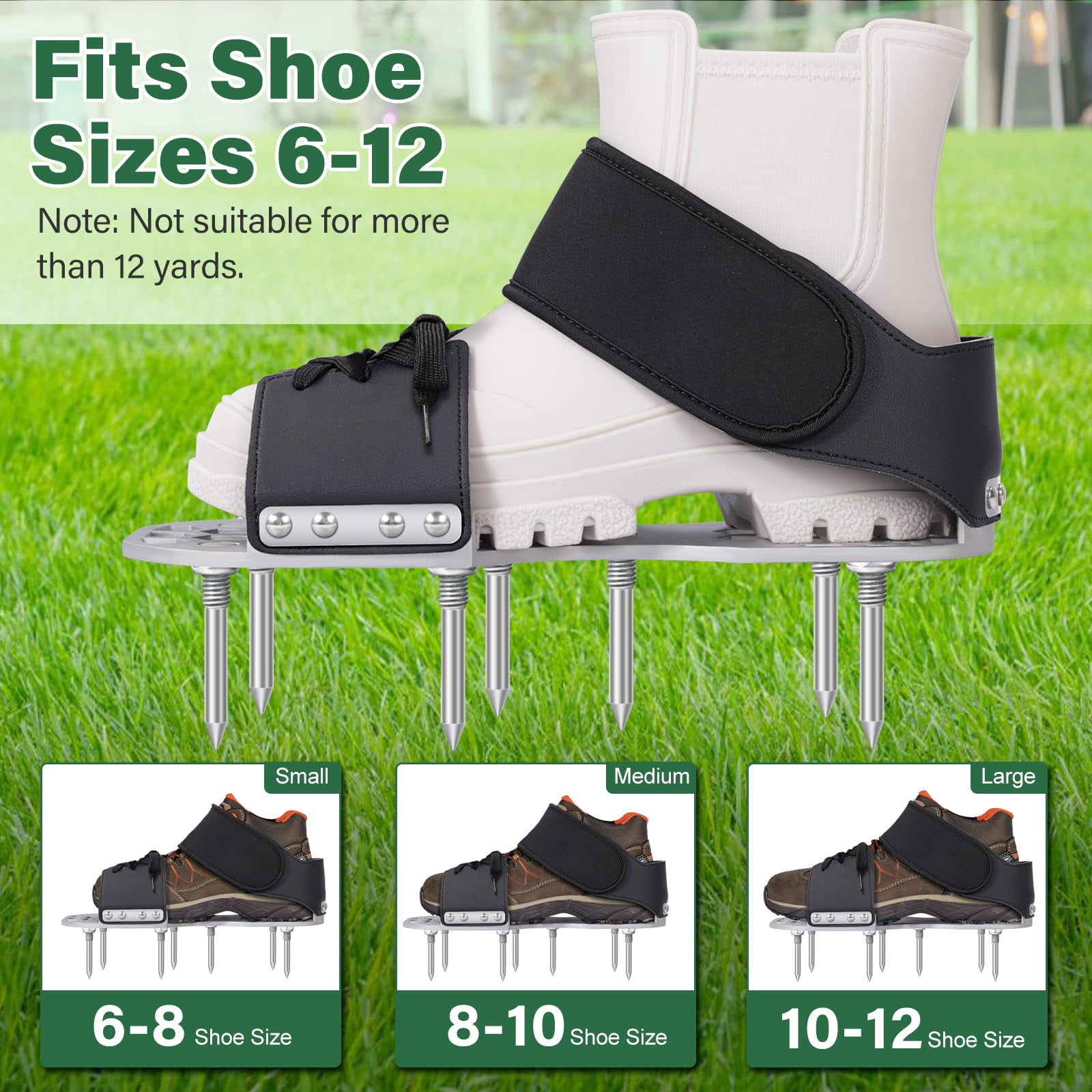 Aerator Shoes  Lawn For Grass With Thickened Metal Base Longer Steel Spike Aeration Adjustable Straps Fully Assembled Aerating Yard - Black