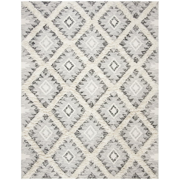 SAFAVIEH Kenya Kensington Geometric Area Rug, Charcoal/Ivory, 9' x 12'