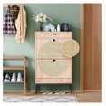thumbnail image 6 of Luwei Shoe Rack Storage Organizer with 2 Natural Semi-Circular Rattan Doors, Entryway Wooden Shoe Cabinet for Sneakers, Leather Shoes, High Heels, Slippers (1 Piece, Oak), 6 of 6