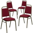 thumbnail image 1 of 4 Pk. HERCULES Series Trapezoidal Back Stacking Banquet Chair in Burgundy Fabric - Gold Vein Frame, 1 of 9