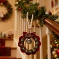 thumbnail image 4 of Christmas Wreath Garland, Rattan Ring Pendant Decor, Plastic Holiday Decoration, Red Bells and Bows, Home Door Hanging, 4 of 9