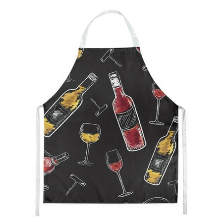 

Carolines Treasures BB5197APRON Red and White Wine on Black Apron Large multicolor