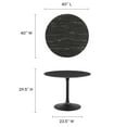 thumbnail image 5 of Modway Lippa Round 40" Mid-Century Modern Artificial Marble Dining Table in Black Black, 5 of 7