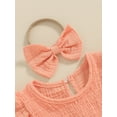 thumbnail image 6 of Musuos Baby Girl Summer Jumpsuit 3M 6M 12M 18M Solid Color Crew Neck Fly Sleeve Romper and Bow Headband Set Cute Clothing, 6 of 10