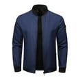 thumbnail image 4 of JTieacloth Men's Outerwear Jackets Men Casual Autumn And Winter Coat Jacket Long Sleeve Pockets Coat Top Jacket Zipper Print Coat With Pockets Blue, 4 of 5