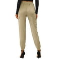 thumbnail image 3 of Unique Bargains Women's High Rise Silky Satin Cargo Pants, Khaki, XL, 3 of 6