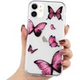 thumbnail image 1 of Girly Case Compatible with iPhone 12 Pro Max Case Cute Pink Butterfly Pattern Design Crystal Clear Girls Women Soft TPU Rubber Shockproof Anti-Scratch Protective Case Cover, 1 of 7