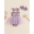 thumbnail image 2 of Bagilaanoe Newborn Baby Girl Summer Rompers Dress Print Sleeveless Bodysuits + Headband 3M 6M 12M 18M 24M Infant Tulle Patchwork A-line Dresses, 2 of 6