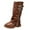 style-24 Brown, variant on Toddler Cowboy Boots Girls Boots Winter Knee High Zip Up Lace Up Outdoor Booties Fashion Long Leather Boot for Little Kid Big Kid Size 3.5 (Brown,Big Kids 3.5)