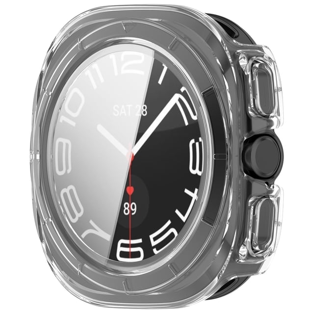 KOMI Galaxy Watch 7 Ultra 47mm Screen Protector Case, Anti-Fog Tempered Glass Screen Protective Film plus Hard PC Protective Bumper compatible with Samsung Galaxy Watch Ultra 47mm Transparent White