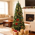 thumbnail image 4 of Bingirl Sleek & Pre-Lit: 7ft6in Artificial Slim Christmas Tree - Hinged Structure for Easy Assembly, Metal Stand Included, Ideal for Home, Shops & Holiday Decorations, 4 of 7