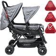 thumbnail image 2 of Carriola Doble para Bebés Gemelar Plegable con Ruedas Eva Soft Asientos Reclinables Acolchados Seguridad de 5 Puntos Apta desde 0 Meses Soporta hasta 32 kg (Gris), 2 of 5