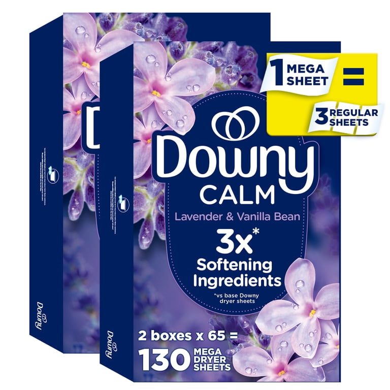 Downy Calm Mega Dryer Sheets, Lavender Vanilla, 130 Count photo 1