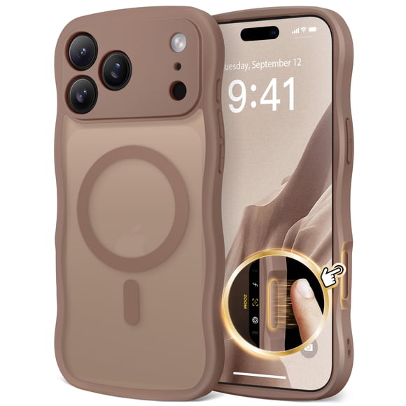 Funda magnética CAPRARO para iPhone 17 Pro de 6,3" con acabado mate marrón