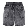 thumbnail image 7 of Women's High Waisted Jean Shorts, 2025 Stretchy Casual Drawstring Denim Mini Shorts with Pockets Padded Bike Shorts Gray S, 7 of 7