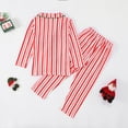 thumbnail image 4 of Vividxx Matching Family Pajamas Kids Christmas Stripe Printed Pajamas Set Home Clothes Long Sleeve Top Trousers 2 Piece Set For Child Boys Girls 4T, 4 of 8