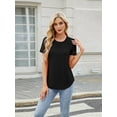 thumbnail image 3 of Womens Summer Tops Spring Shirts Trendy Vacation Outfits Short Sleeve Business Tshirts Fashion Casual Blouses Black XXL, 3 of 8