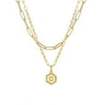 thumbnail image 2 of Xihbxyly Collar Chapado En Oro, Elegante Colgante con Inicial En Capas, Cadena con Diseño Hexagonal, Longitudes Ajustables para Un Estilo Versátil, Un Regalo Especial para Mujer, Perfecto para Ocasio, 2 of 2