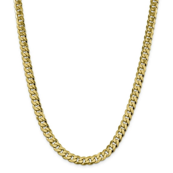 14k 8.5mm Beveled Curb Chain (Weight: 78.78 Grams, Length: 24 Inches)