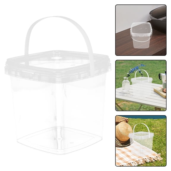 IBASETOY Plastic Food Storage Bucket with Lid Multi Purpose Container for Food Water and Paint Camping Pail with Handle