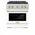 thumbnail image 2 of ZLINE Autograph Edition 30 in. 4.2 cu. ft. Paramount Gas Range with 4 Burner Cooktop and Convection Gas Oven in DuraSnow Stainless Steel with White Matte Door and Polished Gold Accents (SGRSZ-WM-30-G), 2 of 2