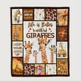 thumbnail image 3 of 1pc Adorable Giraffe Print Flannel Blanket "Life is Better with Giraffes" Design Tear Resistant All Season Cozy Throw for Home Camping Travel Perfect Gift for Family & Friends Giraffe, 3 of 5
