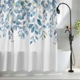 thumbnail image 2 of Blue Eucalyptus Leaves Fabric Shower Curtain Watercolor Leaf Washable Shower Curtains for Bathroom, Waterproof Bath Curtain with Hooks Home Decor 72x84in, 2 of 8