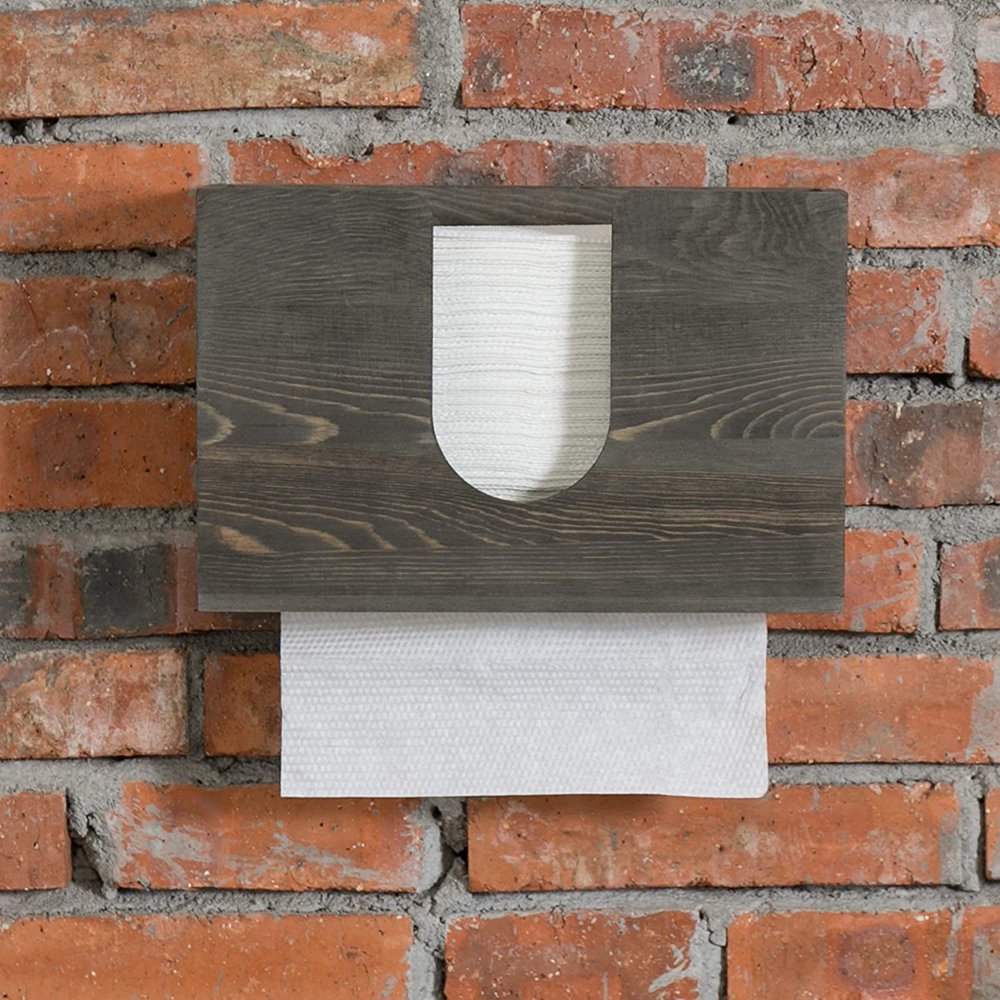 MyGift Vintage Gray Wood Wall Mounted Bathroom Paper Towel Holder