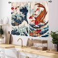 thumbnail image 2 of Japanese Curtains, Asian Style Japanese Anime Gold Carp Koi Fish Cherry Blossom Great Wave Oriental Window Drapery Treatments for Bedroom Living Room Kitchen Bathroom 2 Panels, 55x39 Inch, 2 of 3