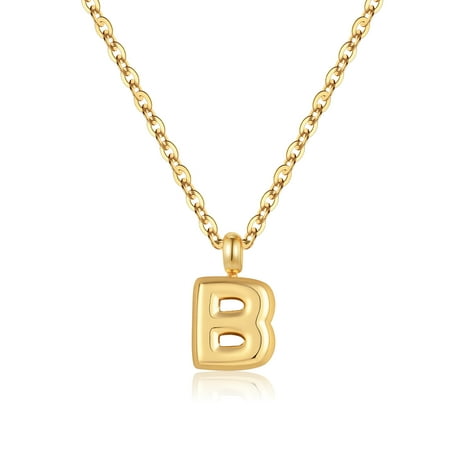 Turandoss 14K Gold Plated Bubble Initial Choker Necklace for Women GirlsDainty Letter A-Z Chunky Pendant Jewelry Trendy Fashion Accessories Personalized Birthday Gifts for Women Girls