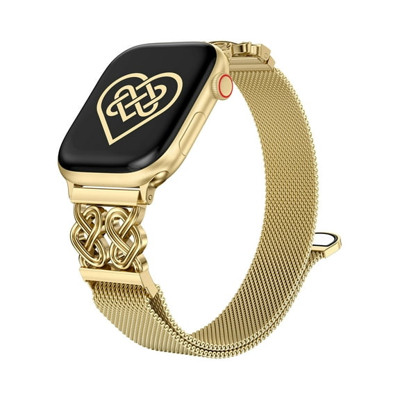 Wearlizer Celtic Knot Magnetic Band Compatible with Apple Watch Band 38/40/41/42/44/45/46/49mm Women, Stainless Steel Mesh Strap for iWatch Series 10/9/8/7/6/5/4/3/2/1/SE/Ultra