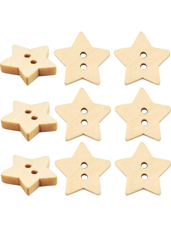 200pcs Wooden Star Buttons with 2 Holes Rustic Sewing Buttons Lovely Mini Wood Button for Scrapbooking Art Crafts DIY Decoration