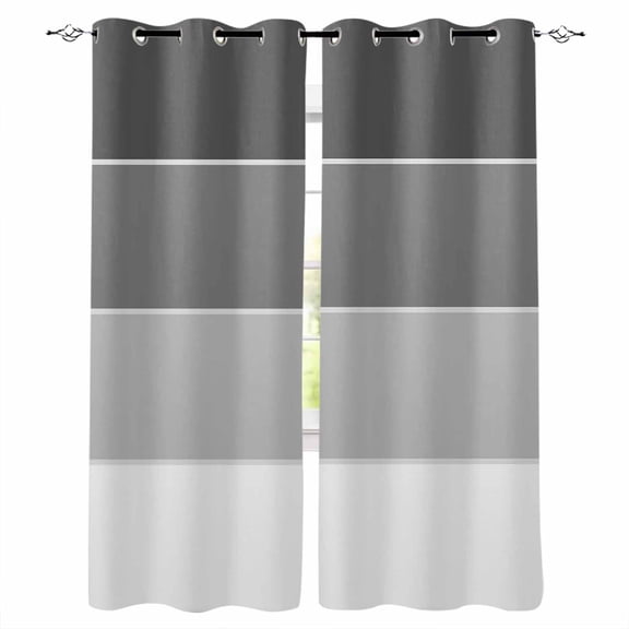 Black Grey Striped Blackout Curtains 54 Inches Long, Farmhouse Modern Thermal Insulated Black Out Curtains, Darkening Window Curtain Drapes for Bedroom Living Room 45"x54" 2 Panels
