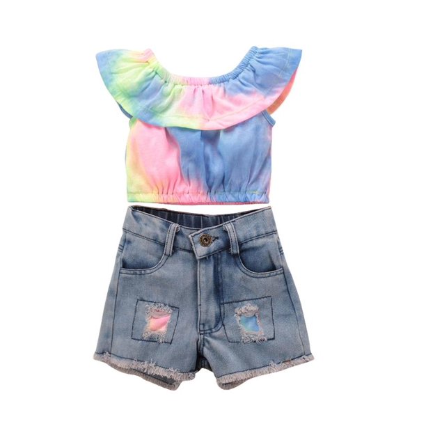 Loliuicca Loliuicca Baby Girls Denim Shorts Outfits Sleeveless T Shirt Tops Jean Pants Clothes Set Walmart Com Walmart Com