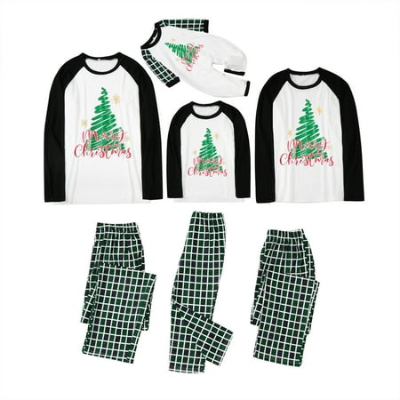

Matching Family Pajamas Sets Christmas PJ s Letter Print Top and Plaid Pants Jammies Sleepwear