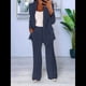 thumbnail image 3 of Conjuntos de 2 Piezas para Mujer, Grandes, Estilo Informal de Negocios, Larga, Solapa, Pantalón Recto, Trajes. Azul Oscuro M, 3 of 5