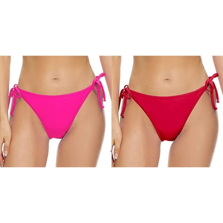 (2-Pack) Kcodviy Women Vintage Print Low Swim Pants for Men Camouflage Waist Brazilian Bikini Bottom Maternity Swim Bottom Swimwear Briefs Beachwear Brazilian Bikini Bottom Side Tie Thong Bathing Sw
